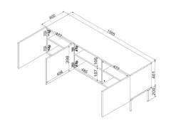 Porta TV bianco 151x40x60h cm 3 ante - Sarzana