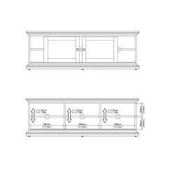 Porta TV bianco 149x41x50h cm 2 ante - Ziba