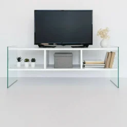 Porta TV bianco 120x35x45h cm in legno - Winifred
