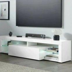 Porta TV bianco 160x40x35h cm in legno - Ivy