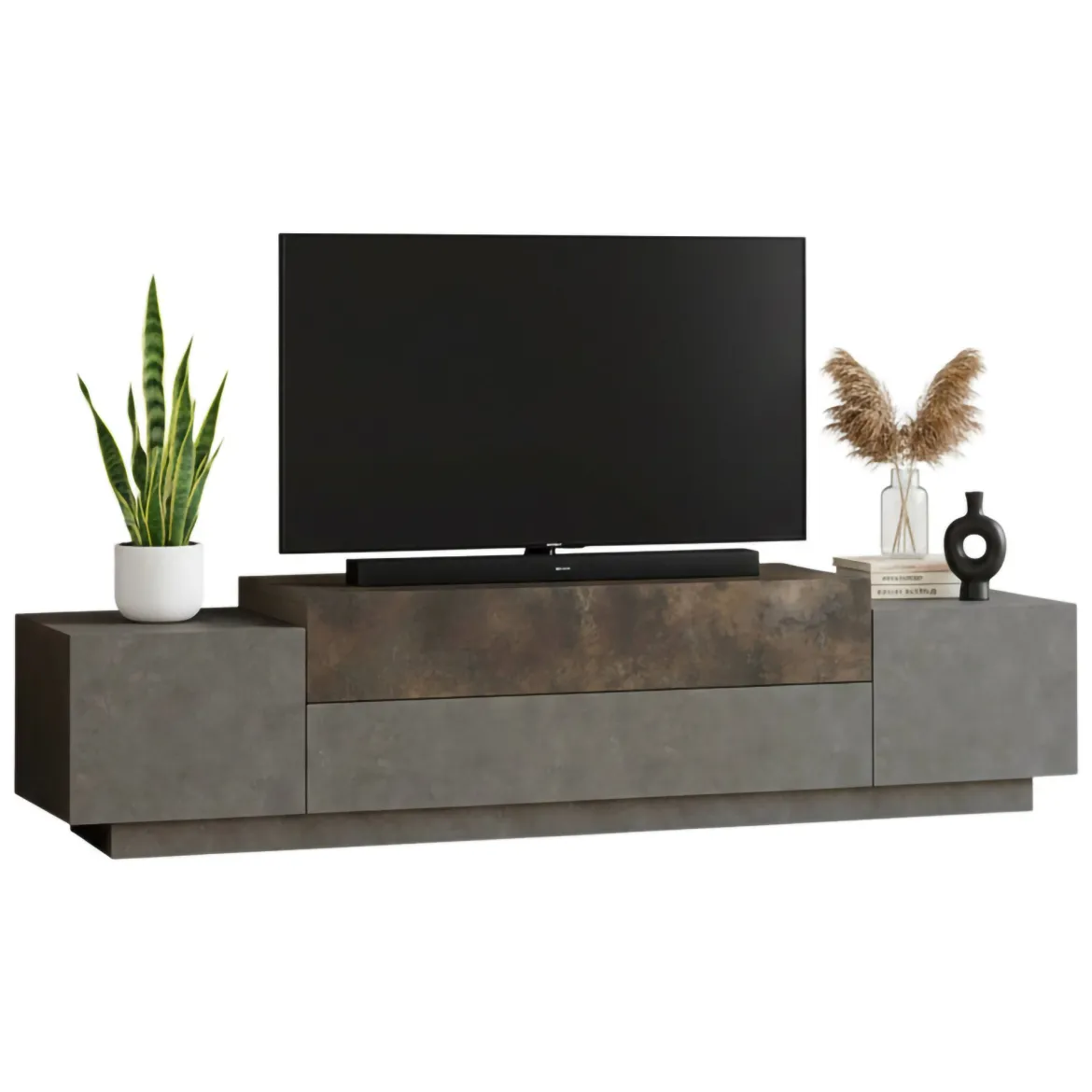 Porta TV bronzo 160x37x38h cm 2 ante - Abriola
