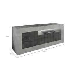 Porta TV cemento e ardesia 138x42x56h cm 3 ante - Iole