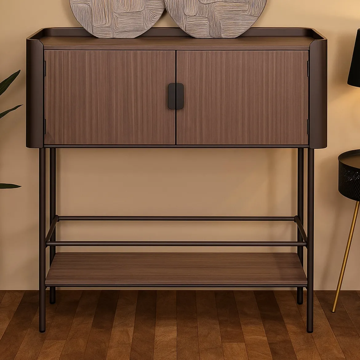 Porta TV grigio e marrone 100x42x110h cm 2 ante - Quilt