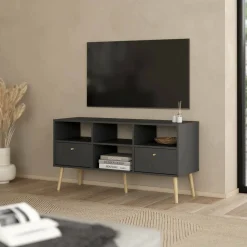 Porta TV grigio 117x39x60h cm in legno - Conte