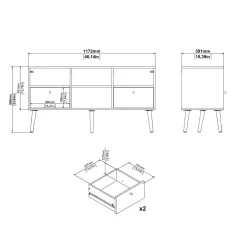 Porta TV grigio 117x39x60h cm in legno - Conte