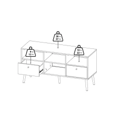 Porta TV grigio 117x39x60h cm in legno - Conte