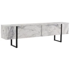 Porta TV marmo e nero 180x29x50h cm 2 ante - Lilith