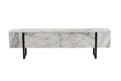 Porta TV marmo e nero 180x29x50h cm 2 ante - Lilith