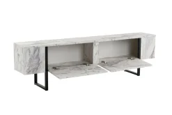 Porta TV marmo e nero 180x29x50h cm 2 ante - Lilith