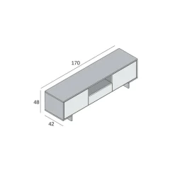 Porta TV marrone e noce 170x42x48h cm 2 ante e 1 cassetto - Atina