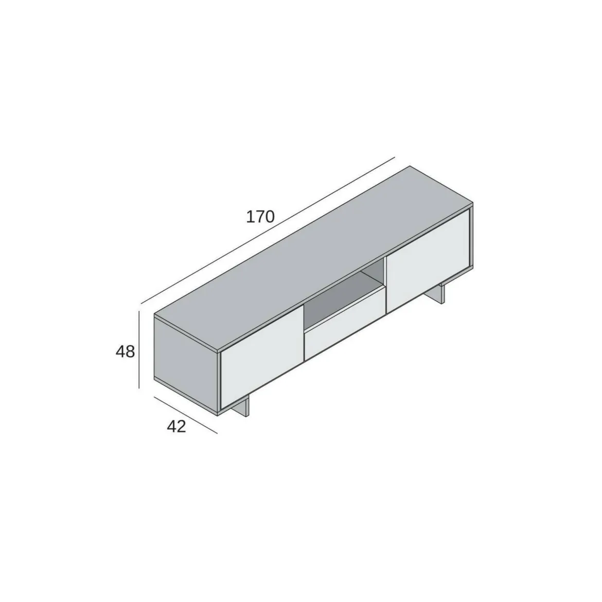 Porta TV marrone e noce 170x42x48h cm 2 ante e 1 cassetto - Atina