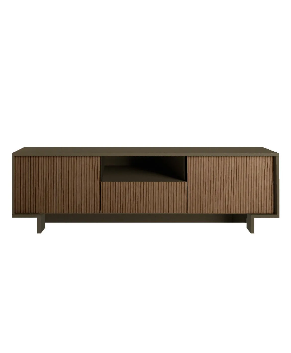 Porta TV marrone e noce 170x42x48h cm 2 ante e 1 cassetto - Atina