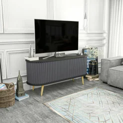 Porta TV nero e antracite 140x43x64h cm 2 ante - Bailu