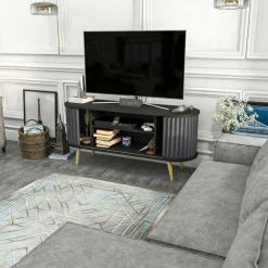Porta TV nero e antracite 140x43x64h cm 2 ante - Bailu