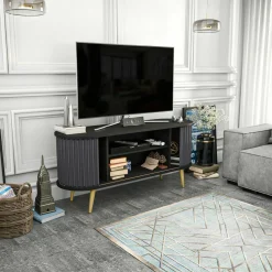 Porta TV nero e antracite 140x43x64h cm 2 ante - Bailu