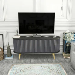 Porta TV nero e antracite 140x43x64h cm 2 ante - Bailu