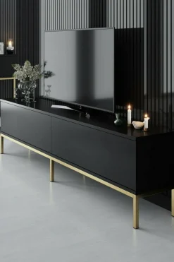 Porta TV nero e oro 180x30x47h cm modulabile - Espero