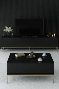 Porta TV nero e oro 180x30x47h cm modulabile - Espero