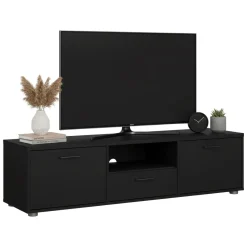 Porta TV nero 147x39x38h cm 2 ante e 1 cassetto - Charo