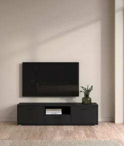 Porta TV nero 147x39x38h cm 2 ante e 1 cassetto - Charo