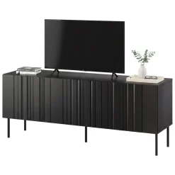 Porta TV nero 150x42x60h cm 3 ante - Frassino