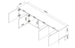 Porta TV nero 150x42x60h cm 3 ante - Frassino