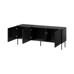 Porta TV nero 150x42x60h cm 3 ante - Frassino