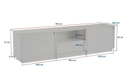 Porta TV nero 160x29x42h cm 3 ante - Morrigan