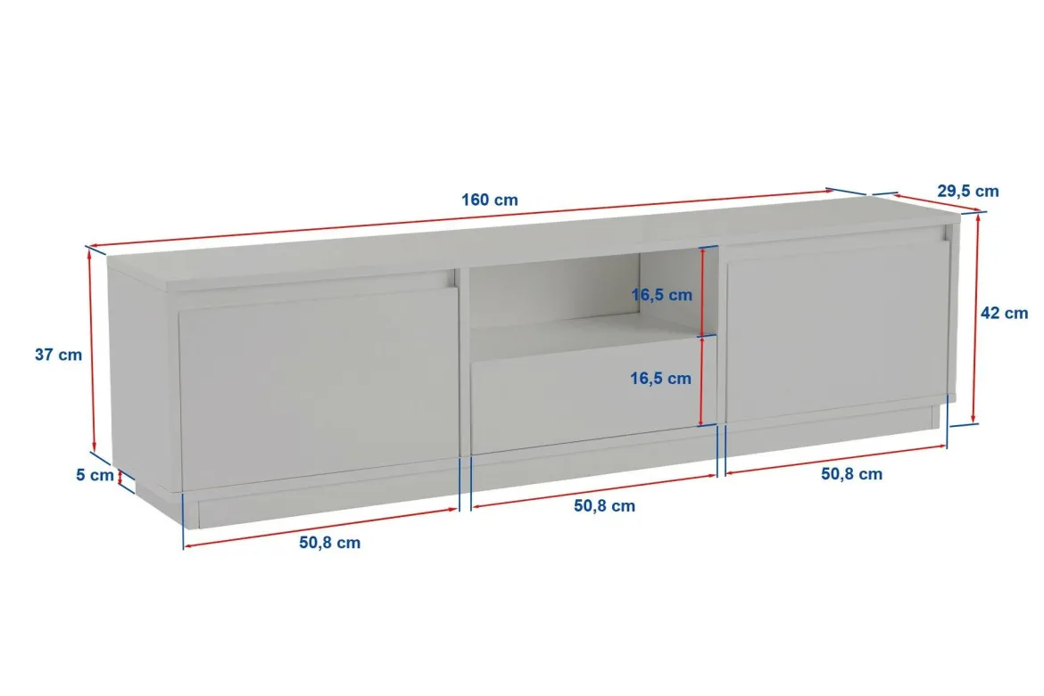 Porta TV nero 160x29x42h cm 3 ante - Morrigan