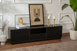 Porta TV nero 160x29x42h cm 3 ante - Morrigan