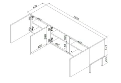 Porta TV nero 151x40x60h cm 3 ante - Sarzana