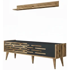 Porta TV noce e antracite 140x45x35h cm 2 ante - Arsiero