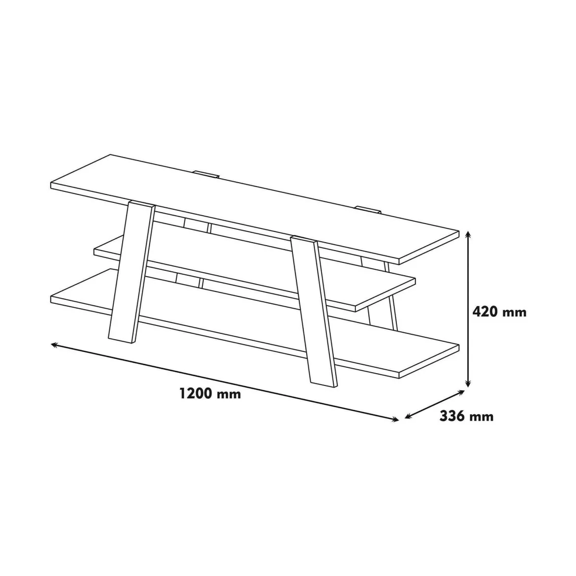 Porta TV noce e bianco 120x33x42h cm in legno - Bellagio