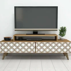 Porta TV noce e bianco 140x41x48h cm modulabile - Arnara
