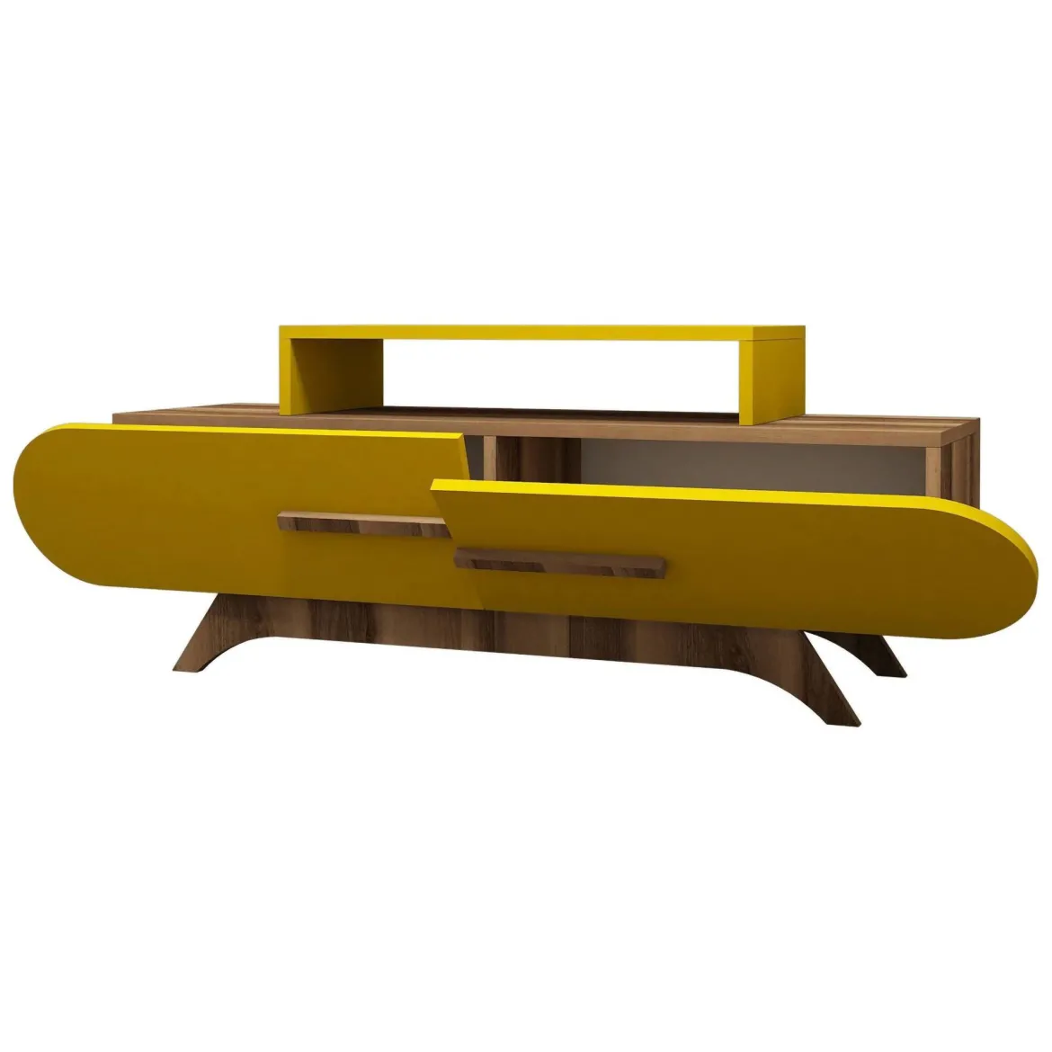 Porta TV noce e giallo 145x36x49h cm 2 ante - Nesatm