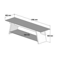 Porta TV noce e nero 158x40x45h cm in legno - Amorosi