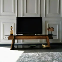 Porta TV noce e nero 158x40x45h cm in legno - Amorosi