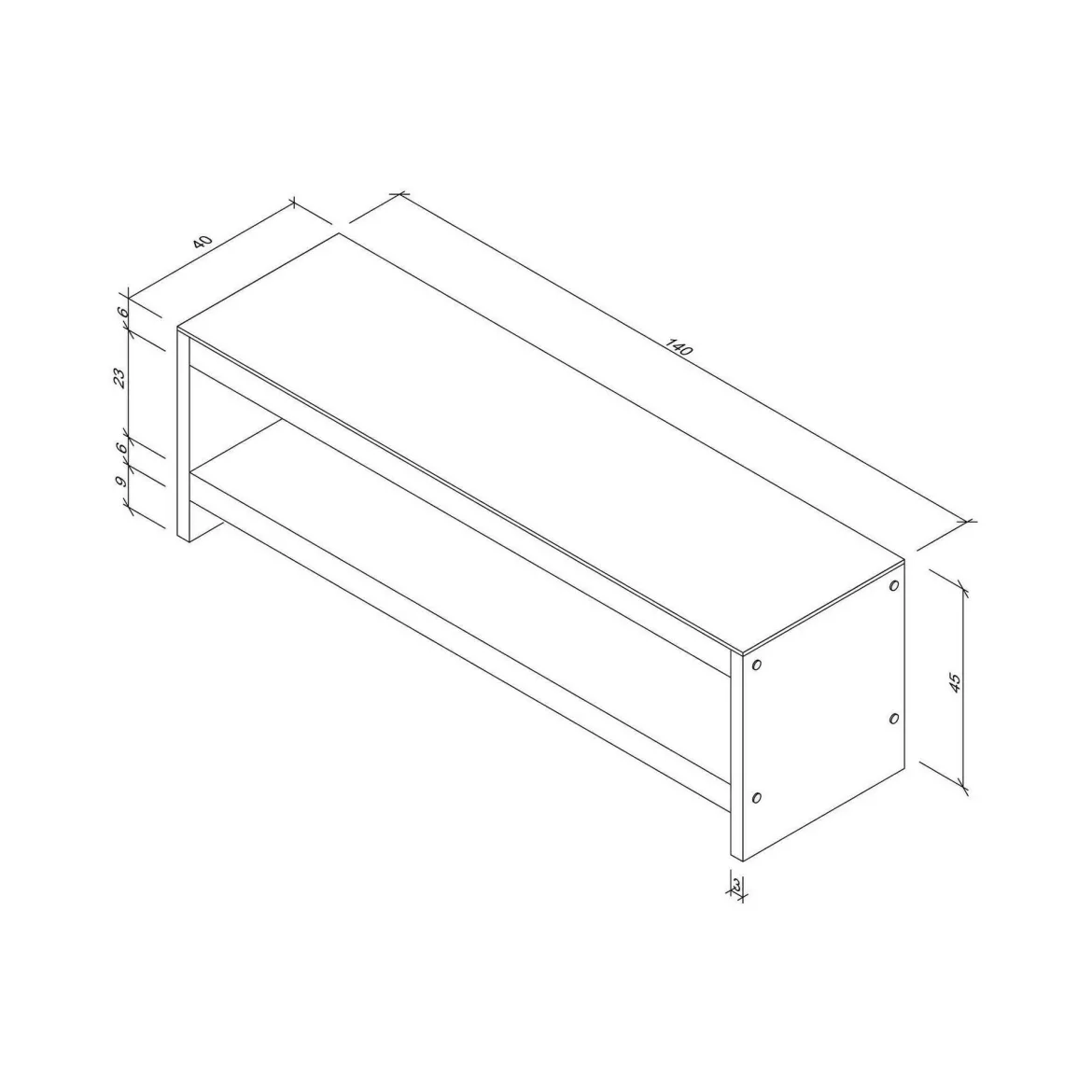 Porta TV noce 140x40x45h cm in legno - Wiley