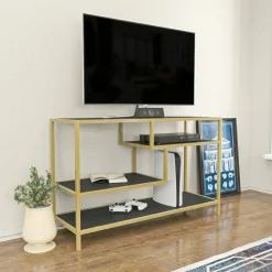 Porta TV oro e antracite 120x39x75h cm in legno - Ivette