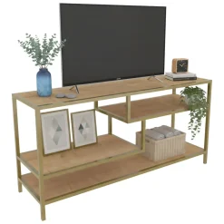 Porta TV oro e quercia 120x39x75h cm in legno - Ivette