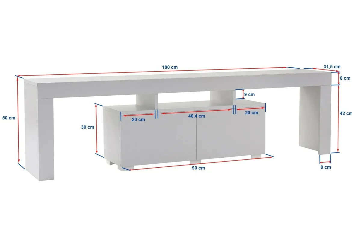 Porta TV pino 180x31x50h cm 2 ante - Andarna