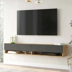 Porta TV quercia e antracite 180x31x29h cm 2 ante - Compasso