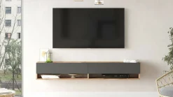 Porta TV quercia e antracite 180x31x29h cm 2 ante - Compasso