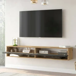 Porta TV quercia e antracite 180x31x29h cm 2 ante - Compasso