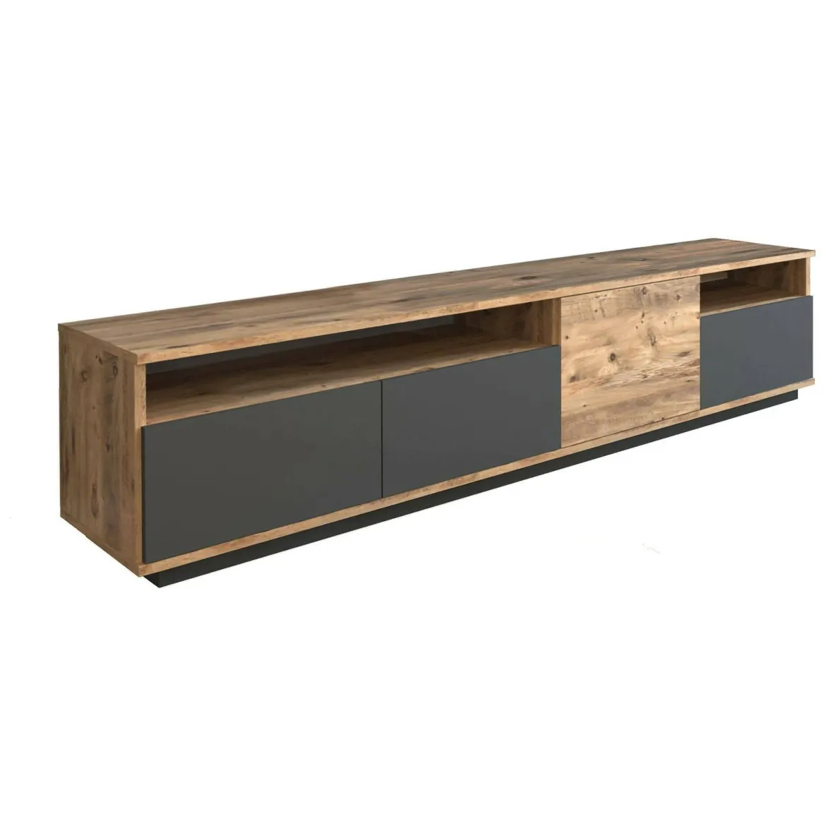 Porta TV quercia e antracite 180x44x44h cm 4 ante - Axi