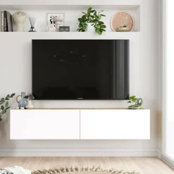 Porta TV quercia e bianco 140x31x29h cm 2 ante - Principi