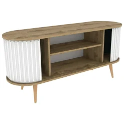 Porta TV quercia e bianco 140x43x64h cm 2 ante - Bailu