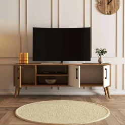 Porta TV quercia e bianco 160x37x38h cm 2 ante - Baiano