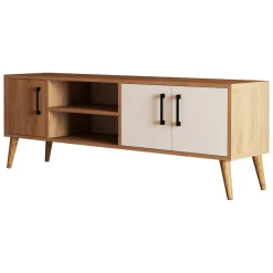 Porta TV quercia e bianco 160x37x38h cm 2 ante - Baiano