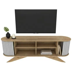 Porta TV quercia e bianco 180x44x44h cm 3 ante - Axi